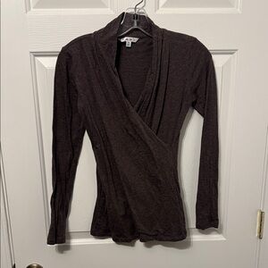 CAbi Dark Brown Wrap Blouse
